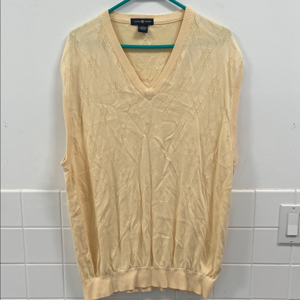 Cotton Traders Yellow Argyle Sweater Vest